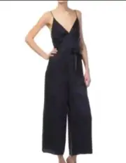 NWT RRP $595 Zimmermann Black Sueded Silk Tuck Jumpsuit + Belt Size 2 Free Post