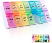 BushHaven Pill Organiser Box - Weekly 7-Day AM/PM Pill Case with 14 Removable Compartments for Vitamins, Fish Oil, Supplements & Medication | Portable Travel Pill Organiser Box
