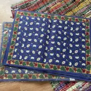 Williams Sonoma Set of 8 French Country Provence Placemats Blue Floral Holiday