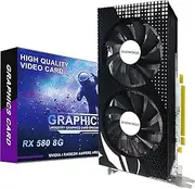 SHOWKINGS Radeon RX 580 8GB Graphics Card, 256Bit 2048SP GDDR5 AMD Video Card for Pc Gaming, DP HDMI DVI-Output, PCI Express 3.0 with Dual Fan for Office and Gaming