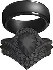 ringheart Black Silicone Ring for Couples - Sports Silicone Ring for Men and Women - Couple Rings - Matching Rings, women's size 8& men's size 13, Paper, Cubic Zirconia