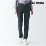 MUJI 無印良品 女有機棉混彈性丹寧合身褲（墨灰）25腰