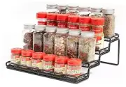 Spice Rack Organizer Step Shelf Countertop Spice Storage Holder, 4 Tier Black