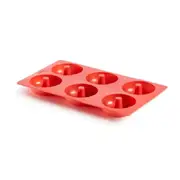 Lekue Silicone 6 Cup Doughnut Mould Red