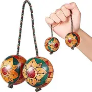 Beavorty Aslatua Authentic Rhythm African Shaker Wood Musical Single Hand Percussion Rhythmic Ball for Kid Adults
