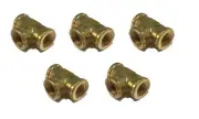 5 PACK BRASS FORGED REDUCING TEE FITTING 1/4 X 1/4 X 3/8 FNPT FEMALE NPT