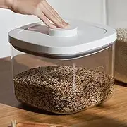 Airtight Food Storage Containers with Lids 10 Lbs Reusable Sealed Cereal Storage Container Food Grade BPA Free Clear Rice Bucket for Cereal, Grains, and Dry Goods (white, 1pc)
