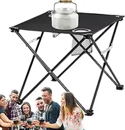 Camping Folding Table | Folding Cloth Table with 2 Cup Holders,Camping Accessory Outdoor Portable Desk for Dining Travel Fishing Balcony Patio Picnic Yard Garden Beach Home
