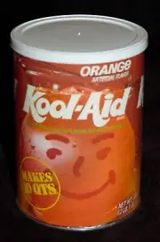 Vintage Full Unopened Orange Kool Aid Canister Large 33.4 oz Can Lid
