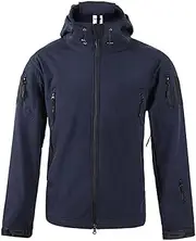 [CLSQLXYJZC] Men's Outdoor Waterproof Jacket, Zip Up Hoodies Windproof Sports Mountain Men's Softshell Jacket, for Camping Hiking Multi-pockets Hunting Fishing Jacket