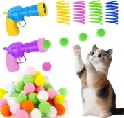Cat Toys Cat Ball Toy Launcher 2 Cat Ball Gun with 100 Pom Pom Balls and 4