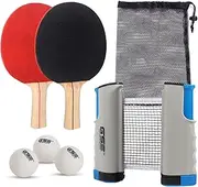 Table Tennis Set - Family Indoor and Outdoor Recreation Sports Play - Easy to Install Retractable Net Post - Fun Ping Pong Set Accessories for Kids and Adults - 2 Player with Storage Case