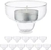 Relaxdays Floating Tea Light Holder, Set of 12, Glass, Water Decoration, Wedding, Pool & Pond, Swimming Tea Lights, Transparent