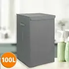 Large Laundry Baskets Bin Hamper w/Lid Washing Clothes Storage Box Folding 100L.