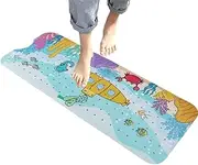 Kids Bath Mat - Cartoon Kids Bath Mat for Tub Non Slip,Machine Washable 40 X 16 Inch Toddler Shower Bathtub Mats with Drain Holes and Suction Cups