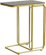 Exquisite C-Shaped Marble Coffee Table, Metal Single-Layer Sofa Table Living Room Bedroom Bedside Table Office Balcony Side Table(Size:45 * 30 * 55CM,Color:B)