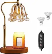 KOKOCCBD Candle Warmer Lamp, Flower Table Lamp with Timer and Dimmer Adjustable Height, Electric Wax Melt Candle Warmer with 2 Bulbs for Christmas Birthday Gifts Home Office Decor, Classic yet Elegant