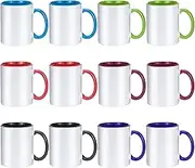 TANGLONG Sublimation Mugs 11 oz - Blank Coffee Cups for Sublimation - 6 Assorted Colors, Set of 12 - Tazas para Sublimacion
