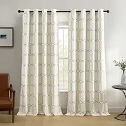 [Elrene] Home Fashions Kaiden Geometric Room Darkening Grommet Linen Window Curtain Drape Panel, 90% Polyester;10% Linen, Golden Yellow, 52" W x 95" L (1 Panel)