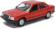 Die-cast 1:24 for Mercedes Benz 190E Classic 1987 Alloy Car Model Simulation Miniature Vehicle Model Series Collection Presents Miniature Vehicle(Red)
