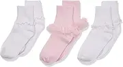 [Jefferies Socks] Big Girls' Ruffle/Ripple Edge/Lace 3 Pack