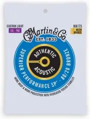 Martin Authentic Acoustic Guitar Strings, Custom Light, 11-52, Light