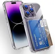 ELEPIK for iPhone 13 Pro Max Case with Card Holder, [Up to 2 Cards] [Anti-Yellow] [Military Grade Protection] Shockproof Slim Phone Protection Clear Case for iPhone 13 Pro Max, Clear