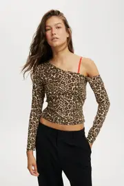 [Cotton On Women] Cotton On Women - Blair Open Back Long Sleeve Top - Kate leopard M KATE LEOPARD