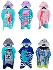 Kids Hooded Beach Towel Poncho Bath Swim Pool Changing Robe Unicorn Shark Dino