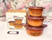 VINTAGE PYREX OLD ORCHARD 480'S 3 PC. CASSEROLES NEW