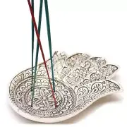 1 X Polished Aluminium Lrg Hamsa Incense Holder