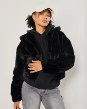 [Ava And Ever] Ava And Ever Women's Kick On Faux Fur Jacket in Black Size 6 6 Black