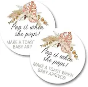Lashicorn Boho Flower Champagne Bottle Tags | 30 Pack | 2.5" Circle Tags with Pre-Cut Hole | Baby Shower Party Favor