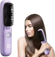 Portable Cordless Straightener Brush, New USB Cordless Negative Ion Hair Straightening Comb Women's Electric Hair Comb, 2025 Upgrade Cordless Negative Ion Hair Straightening Comb (Purple)