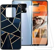 ESACMOT Classic Stripes Case Compatible with Tecno Camon 16 Premier + [2 Pack] Screen Protector Tempered Glass, Shockproof Case Cover for Tecno Camon 16 Premier (6.9 inch)