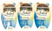 9 Count Bic Soleil Comfort Razors - 4 Flexible Blades - 3 Packages of 3 Razors