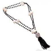 Solid 925 Sterling Silver Fashinable Swing Spinel Tassel Chain Jewelry necklace