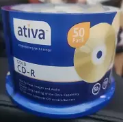 Ativa CD-R Recordable CD Media Spindle 80Minute 700MB Gold Discs Pack Of 50 New