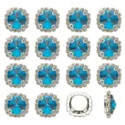 16Pcs Rhinestone Buttons, Flatback Sew on Rhinestones, Lake Blue