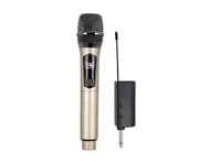 Wireless Microphone Handheld Cordless UHF Dynamic Mic System Karaoke Receiver-Gold