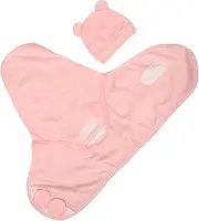 Kisangel 1 Set Spring Silkworm Hat Has Swaddle Newborn Hat Blanket Cotton Pink