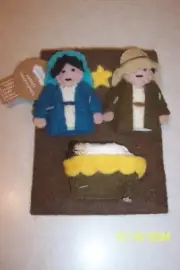 Mud Pie Christmas Nativity Set Finger Puppets NWT Mary Joseph Jesus manger pouch