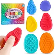 Sensory Fidget Toys for Kids Adults 6 PC Textured Soft Worry Stone Toy for Autism ADHD Teens Calm Down Quiet Anxiety Fidgets Stress Toys for Students Anxiety Relief