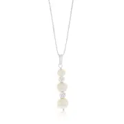 6-9MM Fresh Water Black Pearl Crystal Bead Earring & Pendant Set in Sterling Silver