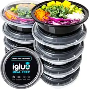 10x Round Salad Bowls Food Compartment Reusable Meal Prep Containers Storage