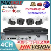 Hikvision 4CH 4POE 4K 8MP Dual Light ColorV Panoramic Camera Security System Lot