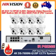 Hikvision 4K 8ch 8PoE IR 30m&Built-in MIC CCTV System 5MP WDR Security IP Camera