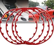 Rim Protecting Trim Ring(16/17/18/19/20inch), Wheel Edges Trim Accessories, 4×protection Rings (nylon Material), Universal Anti-scratch Strip/Provides Lightweight Protection,16inch,Red