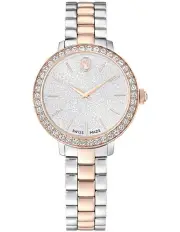 [Swarovski] Swiss Made Metal Bracelet Rose Gold-Tone Finish Watch in Silver