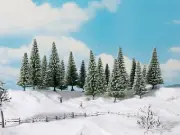 HO Scale Scenery - 24680 - Snowy Fir Trees - 8pc